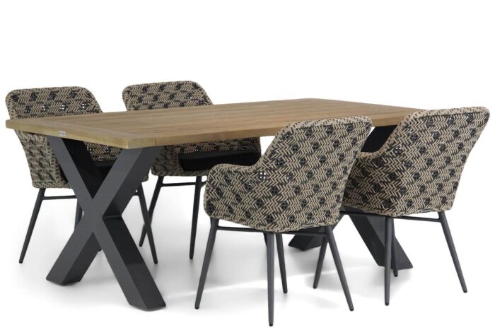 Lifestyle Garden Furniture Crossway/Cardiff 180 cm dining tuinset 5-delig – Zwart-wit