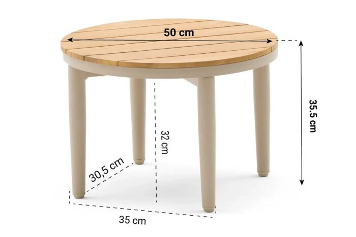 Coco Toscane loungetafel ø 50 cm – Taupe-naturel-bruin