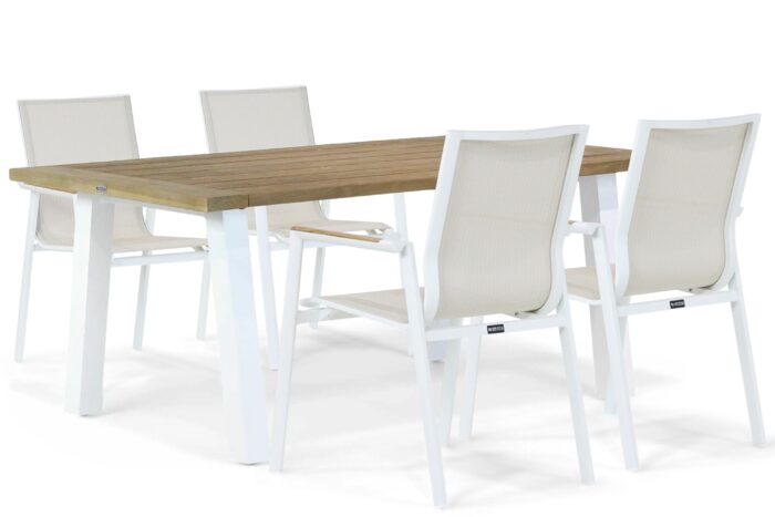 Lifestyle Garden Furniture Fiora/Glasgow 180 cm dining tuinset 5-delig – Wit