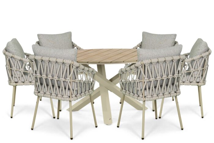 Coco Oliva/Ancona 150 cm dining tuinset 7-delig – Zand/Beige