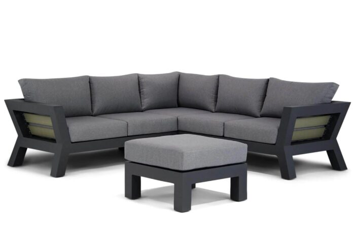 Santika Furniture Yovita hoek loungeset 4-delig – Grijs-antraciet