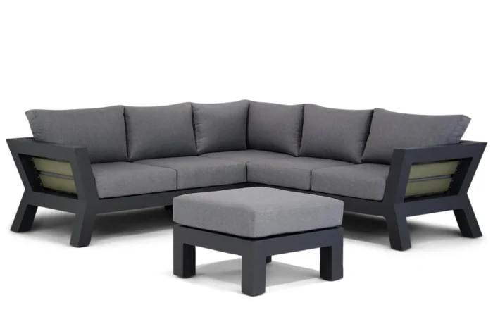 Santika Furniture Yovita hoek loungeset 4-delig - Grijs-antraciet