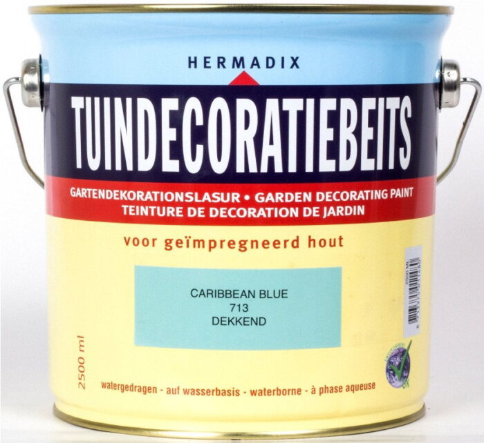 Hermadix Tuindecoratiebeits 713 caribbean blue 2500 ml – blauw