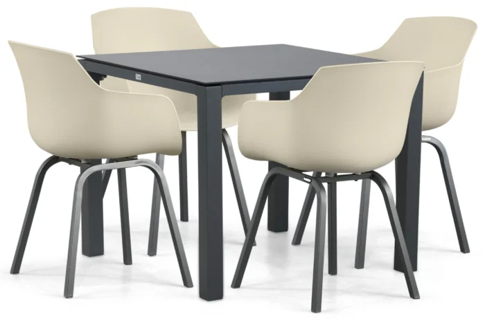 Lifestyle Garden Furniture Salina/Mateo 90 cm dining tuinset 5-elig - Taupe-naturel-bruin