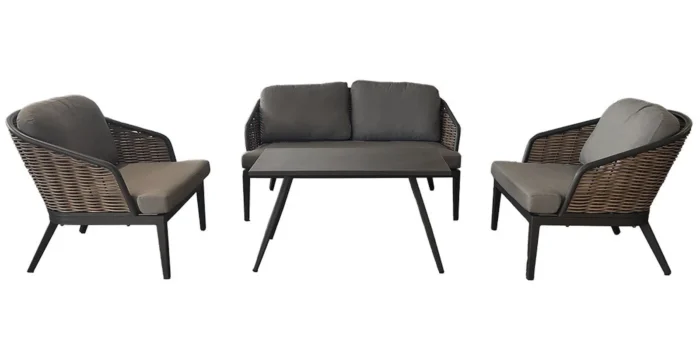Oosterik home Loungeset hawaii nature grey - grijs