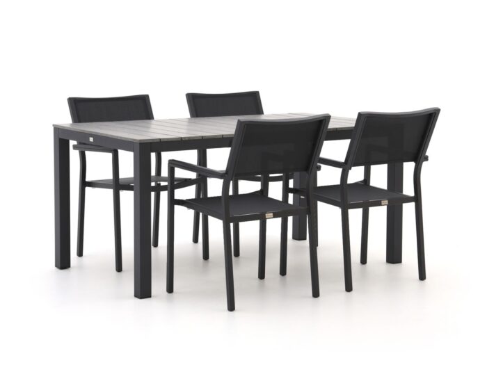 Bellagio tuinmeubelen Bellagio Roma/Fidenza 160cm dining tuinset 5-delig stapelbaar Laagste prijsgarantie! – Grijs