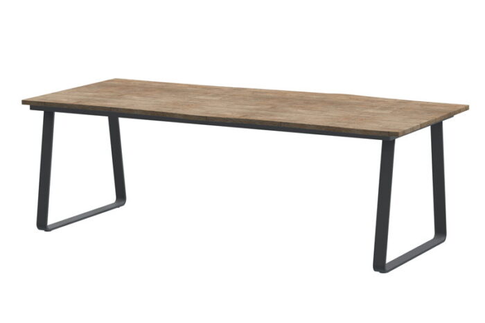 4so Konos tafelframe Antracite met tafelblad Robusto Teak 220 x 95 cm – bruin;zwart