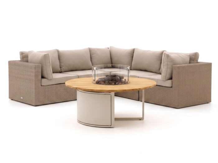 Forza Furniture + 10% kassakorting | Forza Cecita/Cosiloft hoek loungeset met vuurtafel 6-delig