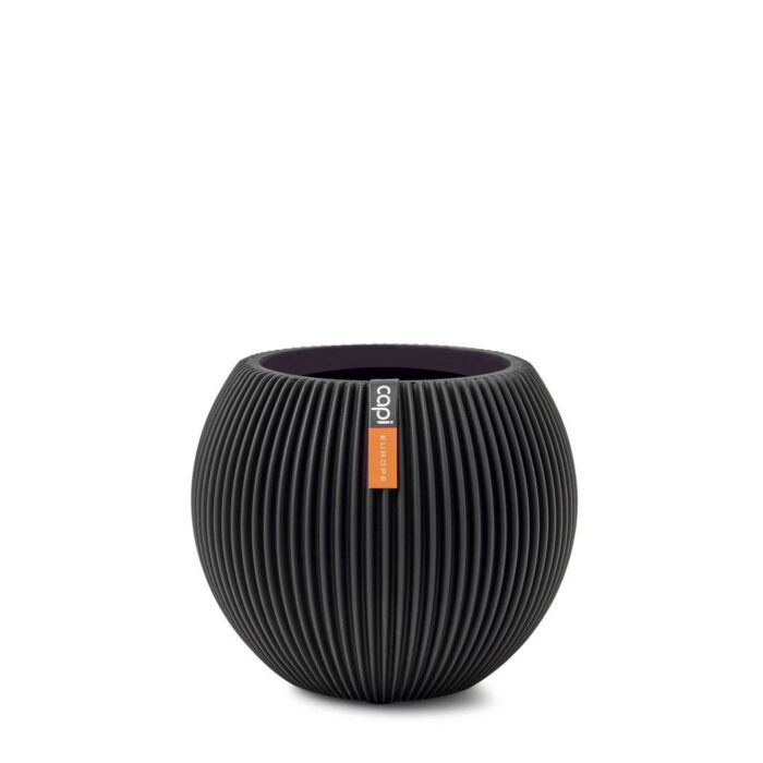 Capi europe Vaas bol Groove 10×9 zwart binnenbloempot