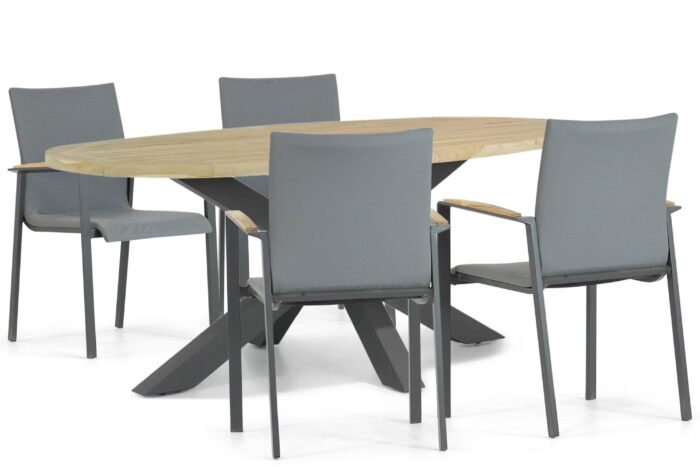Lifestyle Garden Furniture Brandon/Brookline 200 cm dining tuinset 5-delig – Grijs-antraciet