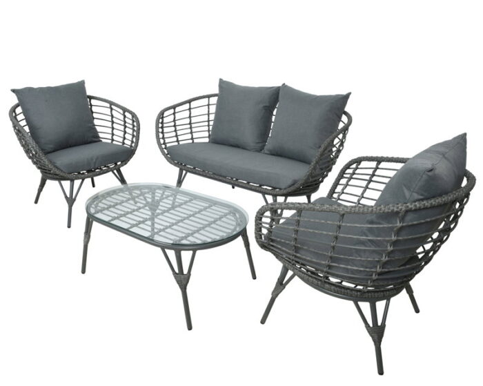 Decoris Evora loungeset wicker grijs