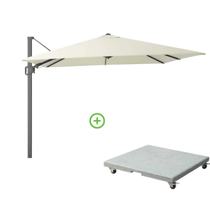 Platinum Milano T² zweefparasol | 300x300cm met Rocca parasolvoet 90kg | ecru – Beige
