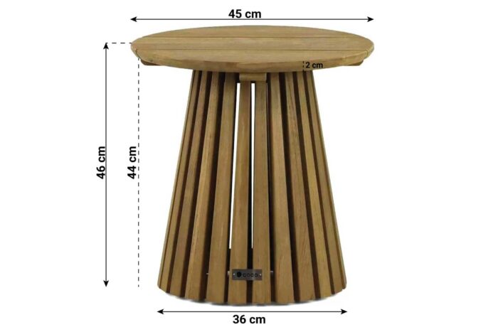 Coco Fungo loungetafel 45 cm Ø – Old teak greywash