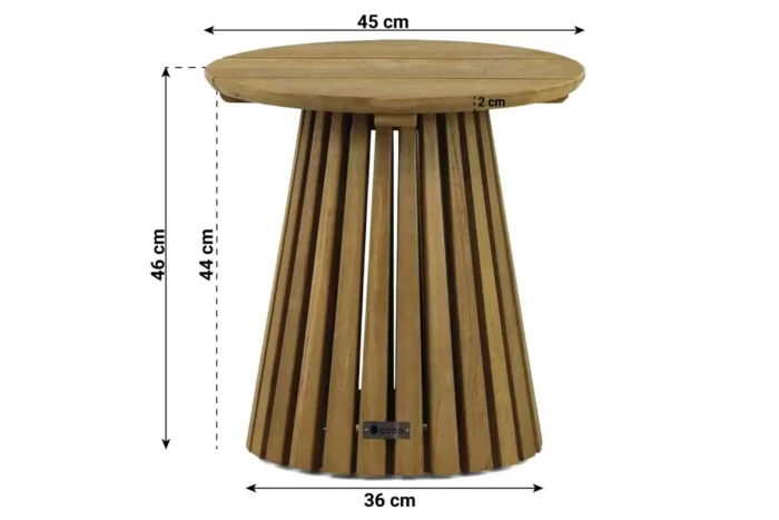 Coco Fungo loungetafel 45 cm Ø - Old teak greywash