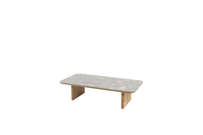 4so Lucas salontafel teak 120 x 60 x 30 cm Met keramiek terrazzo tafelblad – bruin
