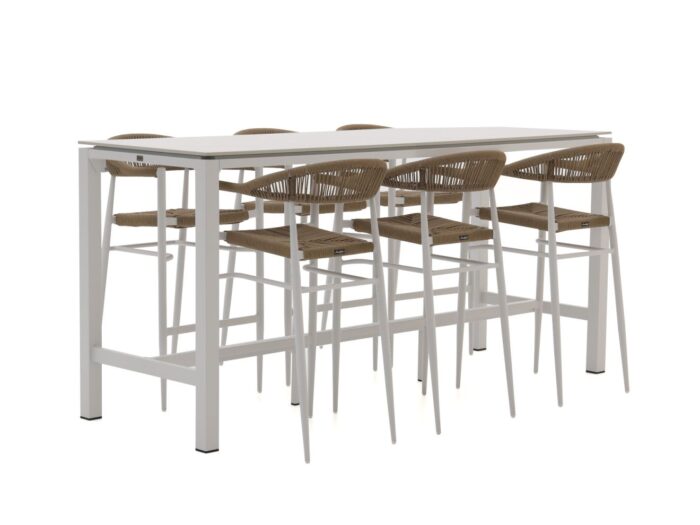 Manifesto Furniture Belpasso/Trecenta 225cm barset 7-delig stapelbaar – Wit