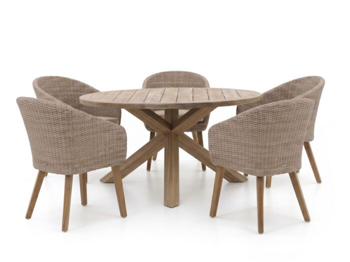 Intenso Furniture Intenso Tropea/ROUGH-Y ø150cm dining tuinset 6-delig Laagste prijsgarantie! – Bruin