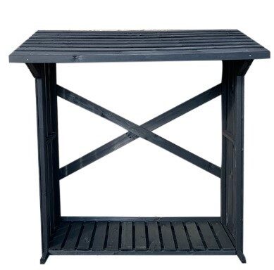 Houtberging haardhoutberging houtopslag robuust met vloer 180x180x70cm (zwart)
