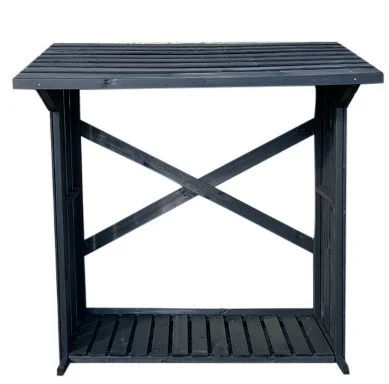 Houtberging haardhoutberging houtopslag robuust met vloer 180x180x70cm (zwart)
