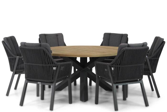 Lifestyle Garden Furniture Verona/Rockville 160 cm dining tuinset 7-delig – Grijs-antraciet