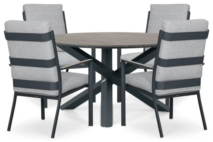 Lifestyle Garden Furniture Lecce/Ancona 125 cm dining tuinset 5-delig – Grijs-antraciet