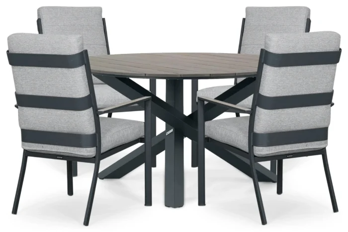 Lifestyle Garden Furniture Lecce/Ancona 125 cm dining tuinset 5-delig - Grijs-antraciet