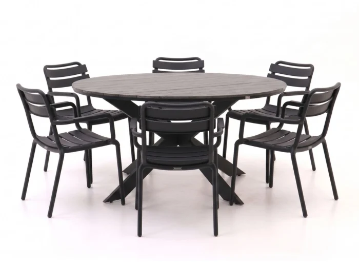 Forza Furniture Vico/Fidenza ø149cm dining tuinset 7-delig stapelbaar