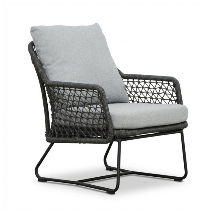 BUITEN living Gianna loungestoel | touw + aluminium | Stone Grey