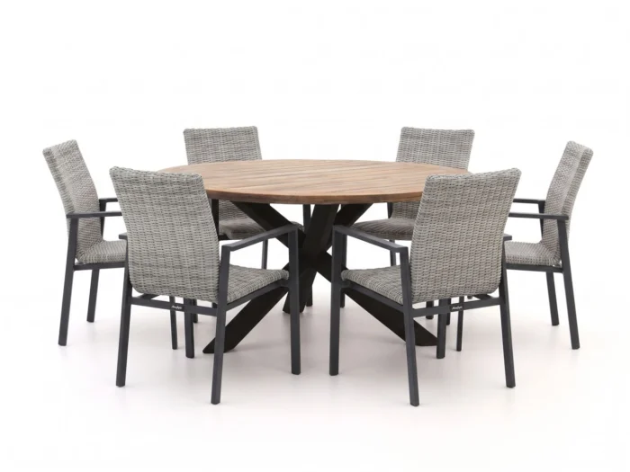 Manifesto Furniture Villongo/ROUGH-Y ø150cm dining tuinset 7-delig stapelbaar