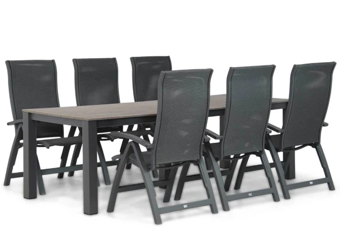 Presto Tarenta/Valley 240 cm dining tuinset 7-delig - Grijs-antraciet