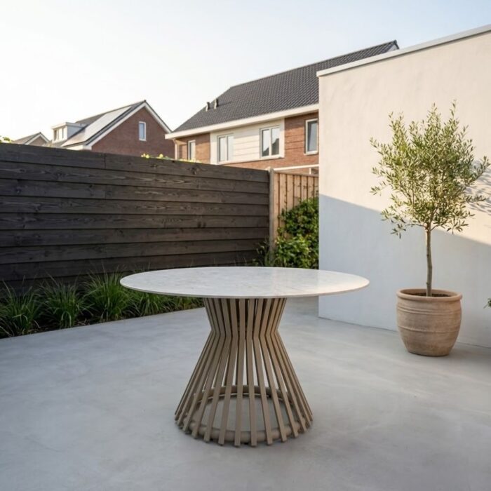 BUITEN living Pasadena dining tuintafel 4 personen | sintered stone | Soft Beige | 120cm rond