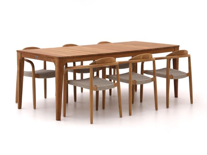 Bellagio tuinmeubelen Berbaro/Bruca 220cm dining tuinset 7-delig stapelbaar – Bruin