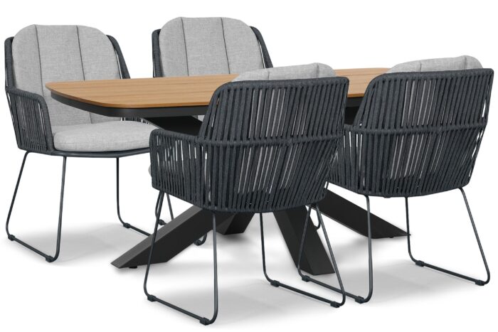 Domani Furniture Trivento/Camila 180×100 cm dining tuinset 5-delig – Grijs-antraciet
