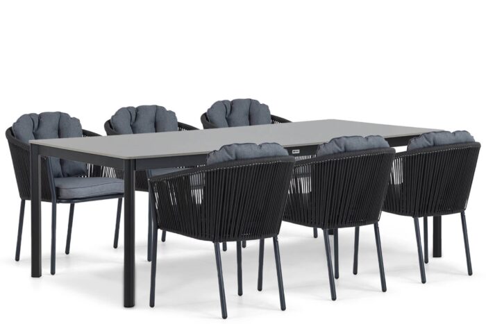 Santika Furniture Novita/Como 220 cm dining tuinset 7-delig – Grijs-antraciet