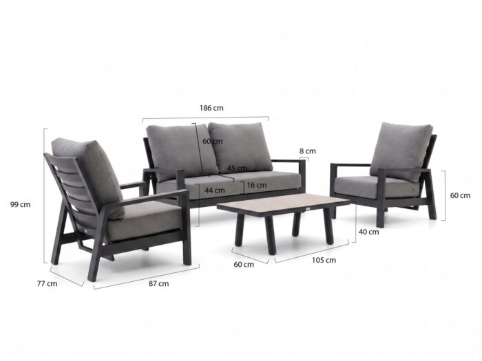 Tierra Outdoor Musone stoel-bank loungeset 4-delig 4-zits verstelbaar Laagste prijsgarantie! – Grijs