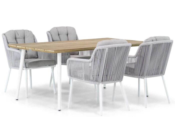 Santika Furniture Tendenza/Montana 180 cm dining tuinset 5-delig – Wit