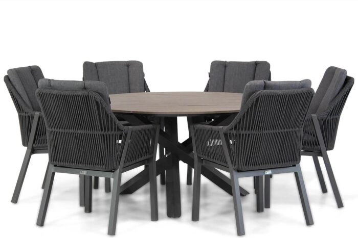 Lifestyle Garden Furniture Verona/Ancona 150 cm dining tuinset 7-delig – Grijs-antraciet