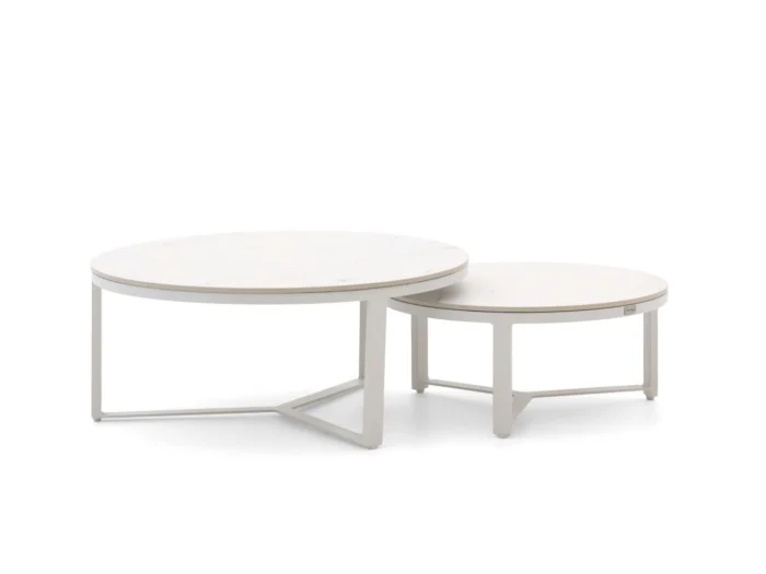 Bellagio tuinmeubelen Ficarolo lounge tuintafelset ø85cm(h:35cm)/ø65cm (h:30cm) - Wit