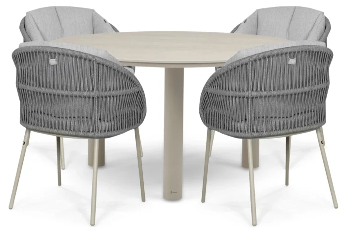 Santika Furniture Pebble/Trino 140 cm dining tuinset 5-delig - Zand/Beige