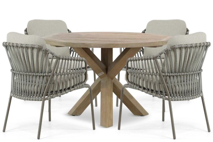 4 Seasons Outdoor Capalbio/Sand City 120 cm dining tuinset 5-delig – Taupe-naturel-bruin