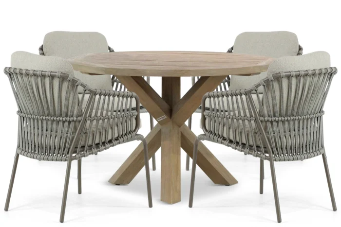 4 Seasons Outdoor Capalbio/Sand City 120 cm dining tuinset 5-delig - Taupe-naturel-bruin