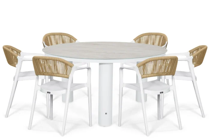 Domani Furniture Toscano/Arancia 150 cm dining tuinset 7-delig - Wit