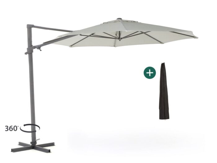 Shadowline Francisco zweefparasol ø 330cm Laagste prijsgarantie! – Grijs
