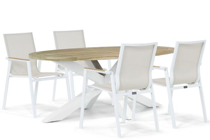 Lifestyle Garden Furniture Fiora/Bradford 200 cm dining tuinset 5-delig – Wit