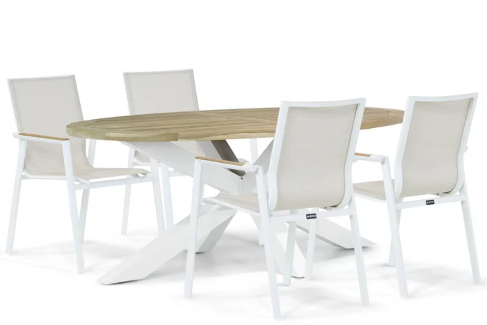 Lifestyle Garden Furniture Fiora/Bradford 200 cm dining tuinset 5-delig - Wit