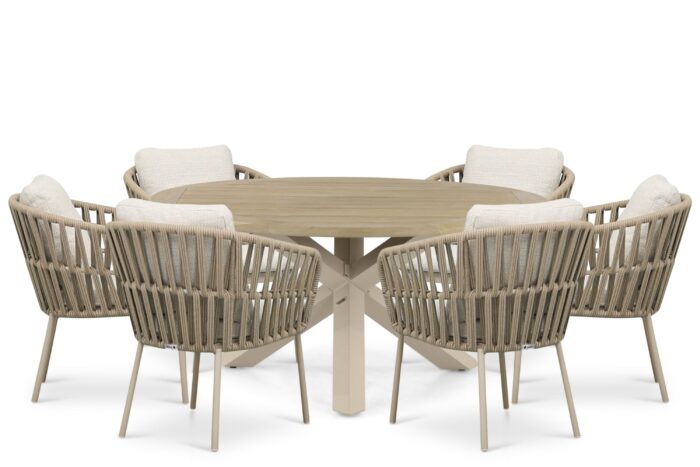 Coco Elara/Rockville 160 cm dining tuinset 7-delig – Zand/Beige