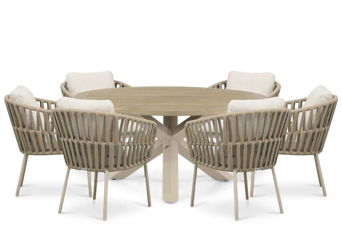 Coco Elara/Rockville 160 cm dining tuinset 7-delig - Zand/Beige