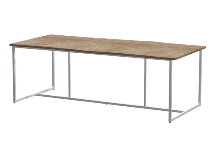 4so Quatro tafelframe Frost Grey met tafelblad Robusto Teak 220 x 95 cm – bruin;zwart