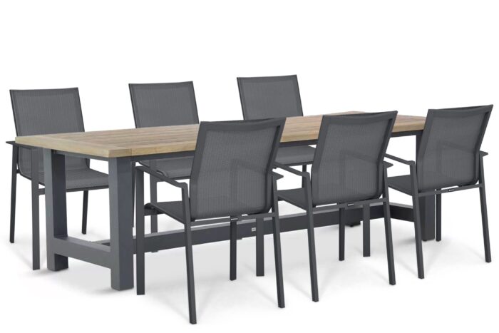 Lifestyle Garden Furniture Timo/San Francisco 260×100 cm dining tuinset 7-delig – Grijs-antraciet