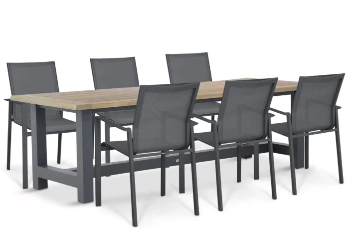 Lifestyle Garden Furniture Timo/San Francisco 260x100 cm dining tuinset 7-delig - Grijs-antraciet